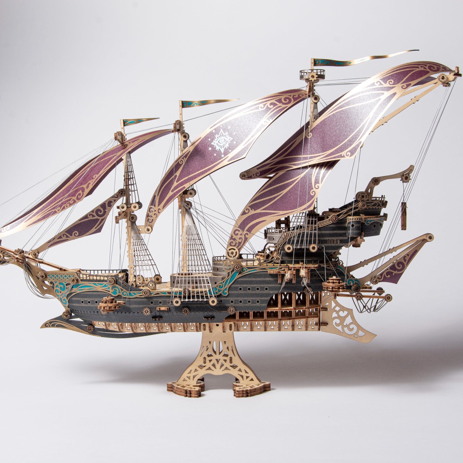Future Pirate Ship 3D Wooden Puzzle for Adults DIY Model Boat Kits Future Pirate Ship 3D Wooden Puzzle for Adults DIY Model Boat Kits