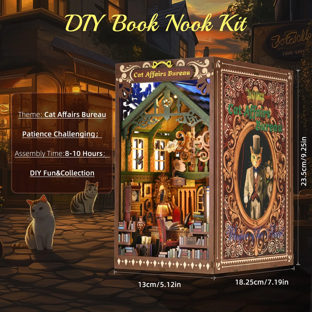 Cat Affairs Bureau Double-Sided DIY Book Nook Kit