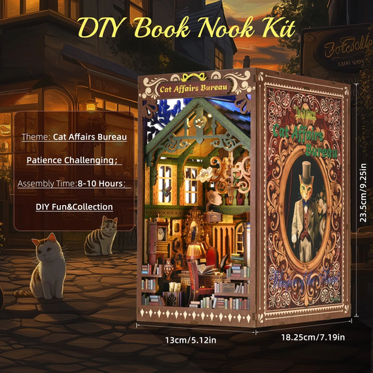 Cat Affairs Bureau Double-Sided DIY Book Nook Kit