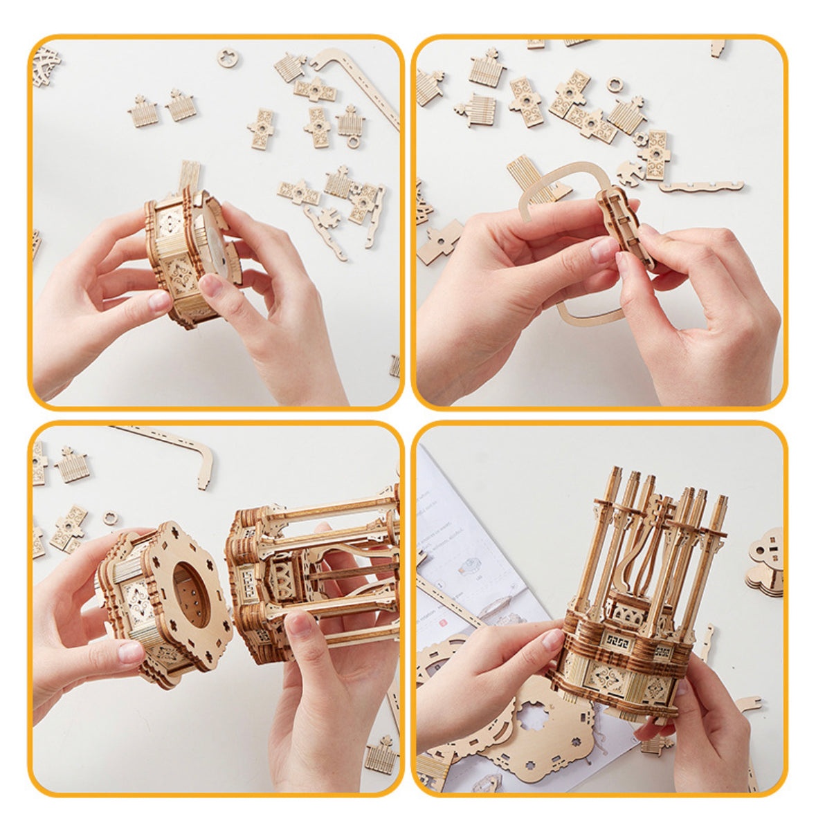 Vintage Lantern 3D Wooden Puzzle – DIY Handheld Lamp Model Kit
