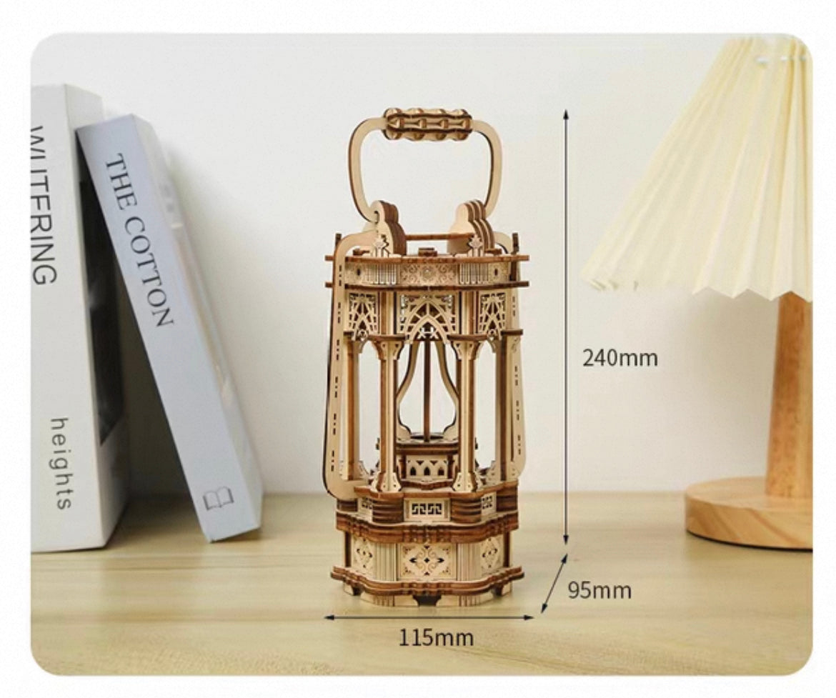 Vintage Lantern 3D Wooden Puzzle – DIY Handheld Lamp Model Kit