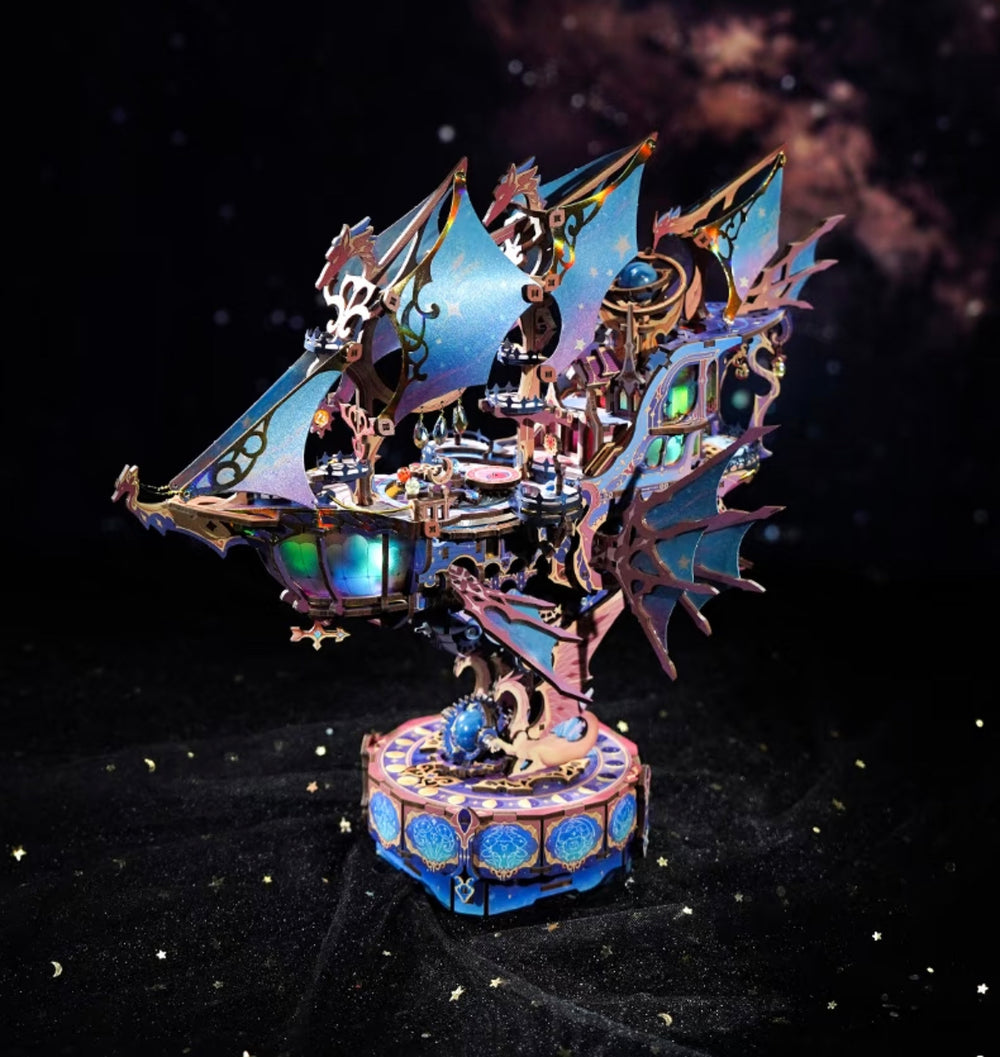 Fantasy Gear-Driven Starship Model 3D Wooden Puzzle