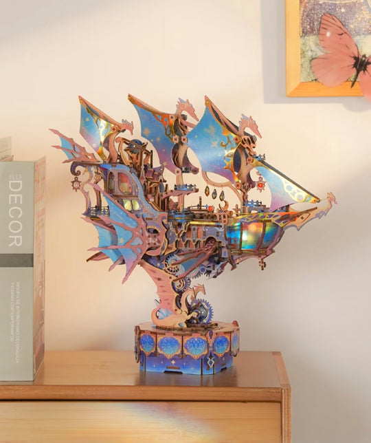 Fantasy Gear-Driven Starship Model 3D Wooden Puzzle