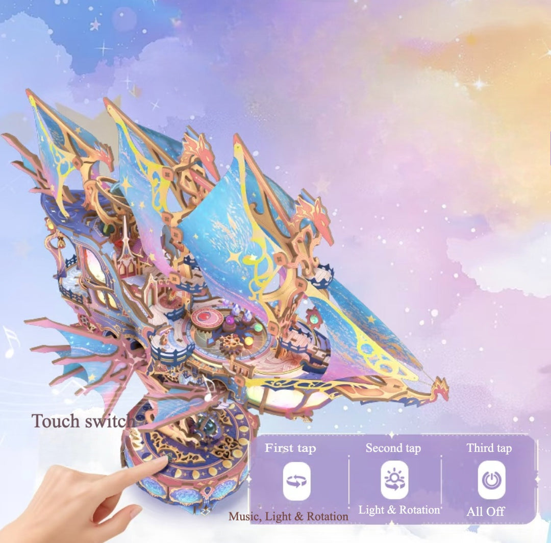 Fantasy Gear-Driven Starship Model 3D Wooden Puzzle