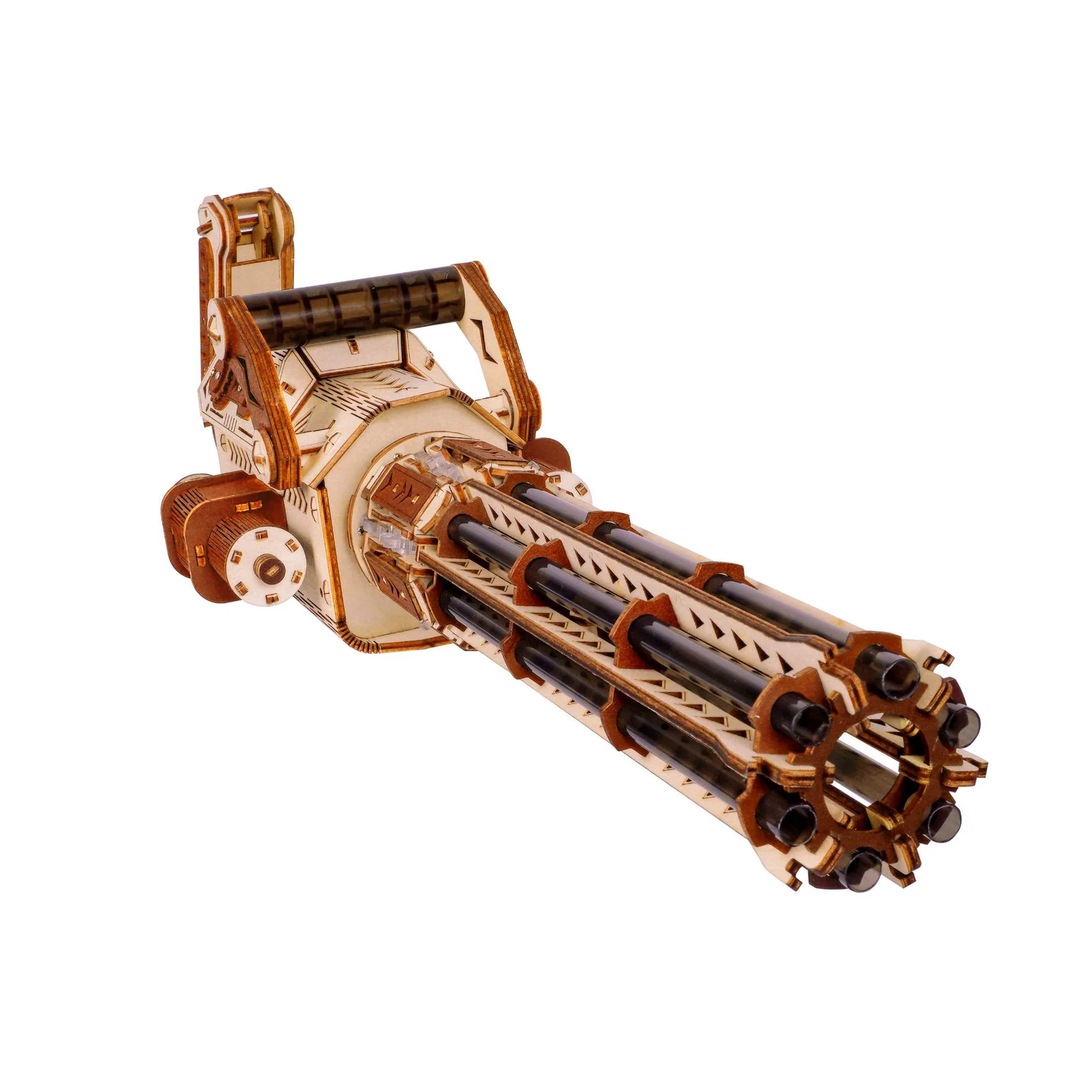 3D Wooden Mechanical Gatling Assembly Model