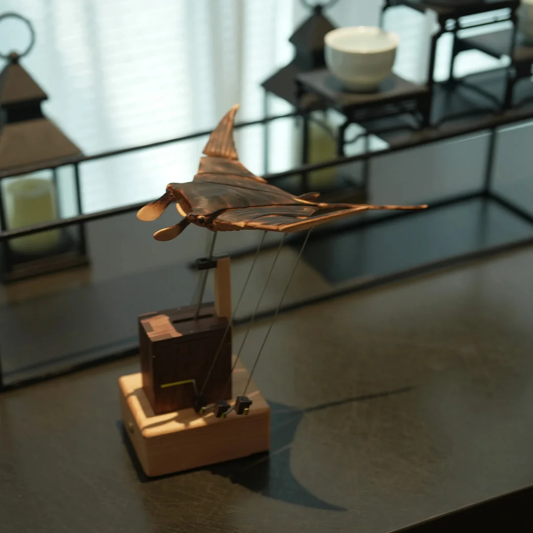Handmade Wooden Electric Bionic Manta Ray Ornament