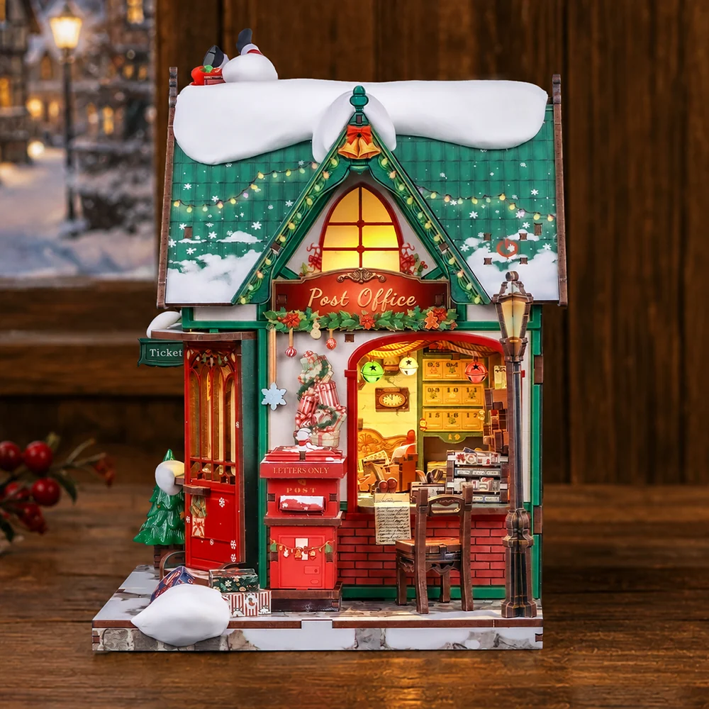 Snowy Night Post DIY Miniature House