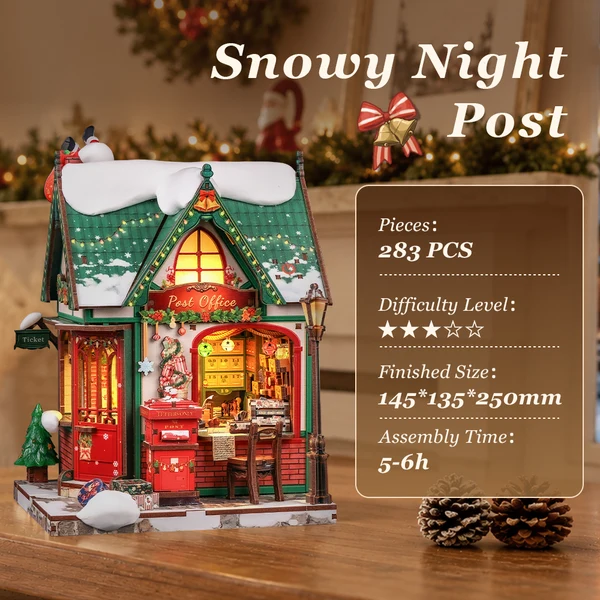 Snowy Night Post DIY Miniature House