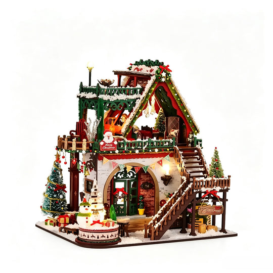 Snowy Christmas Lodge DIY Miniature House