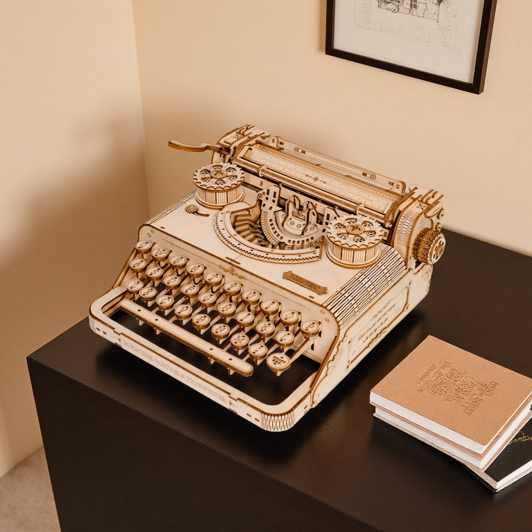 Vintage Mechanical Typewriter 3D Wooden Puzzle