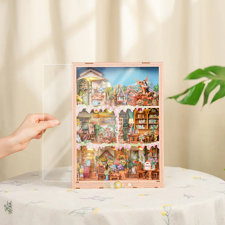 DIY 3D Wooden Story Frame Puzzle Floral Apartment Miniature Kit