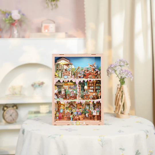 DIY 3D Wooden Story Frame Puzzle Floral Apartment Miniature Kit