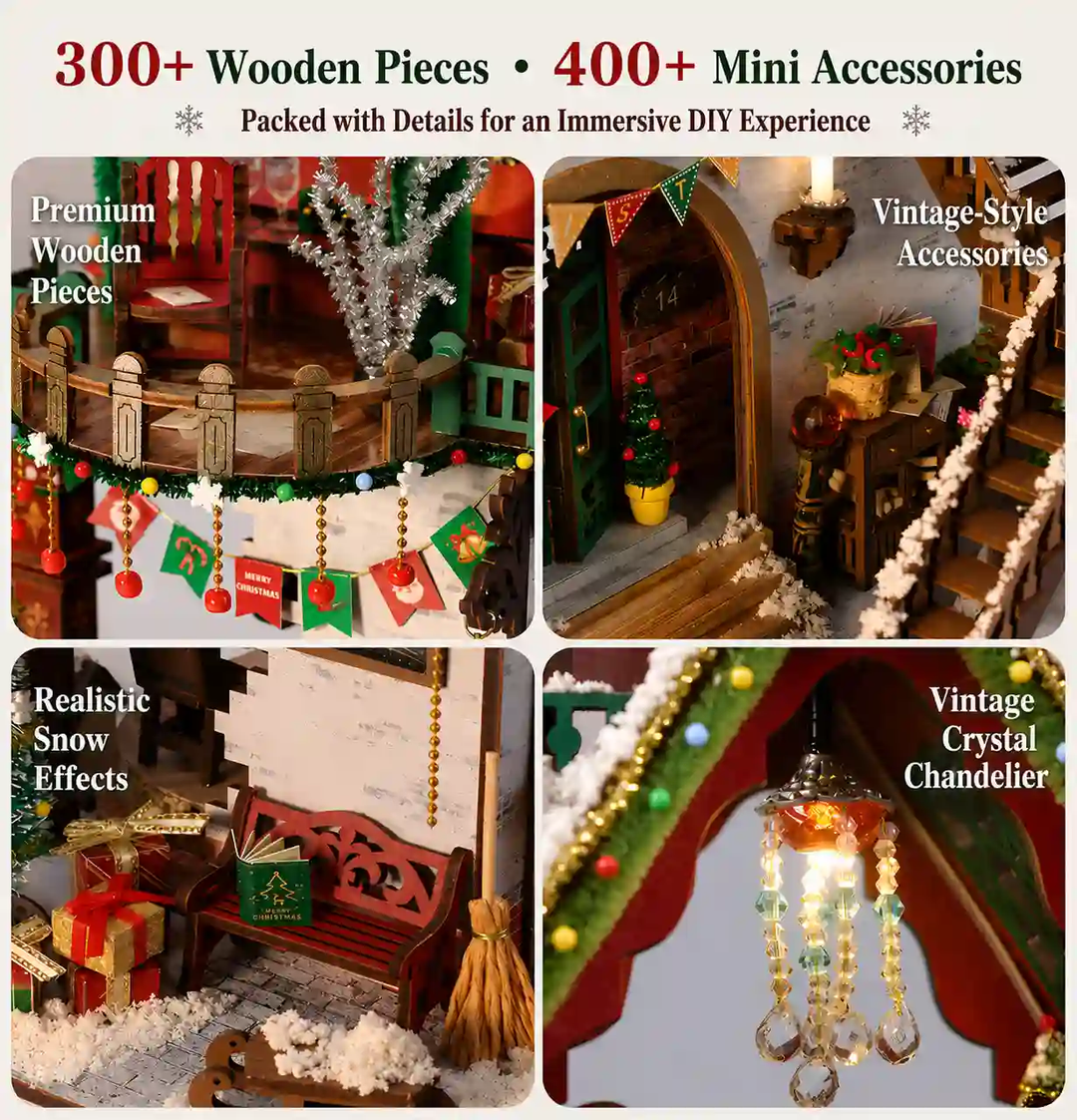Snowy Christmas Lodge DIY Miniature House
