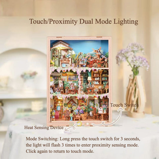 DIY 3D Wooden Story Frame Puzzle Floral Apartment Miniature Kit
