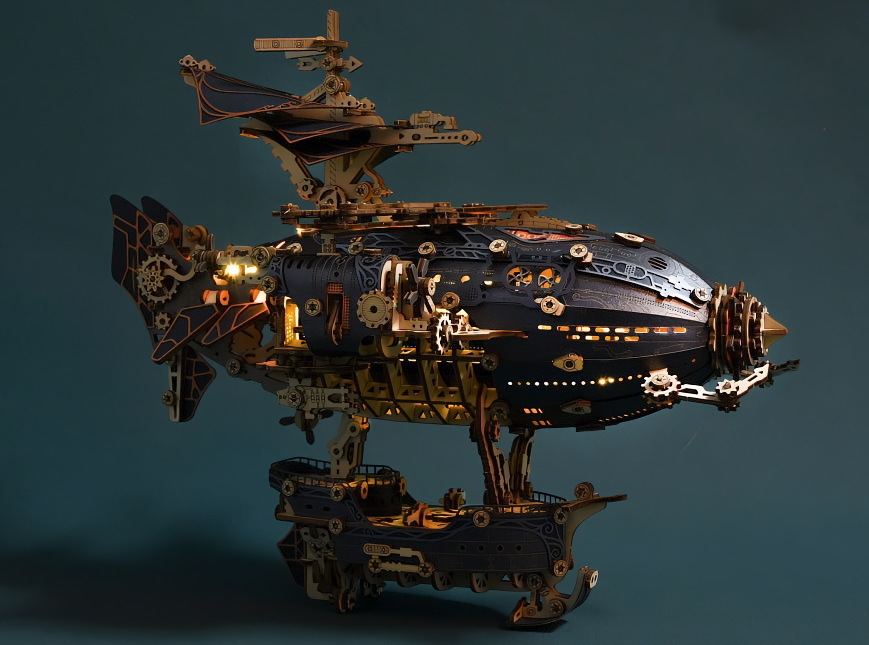 Victorian Fantasy Steampunk Airship 3D Wooden Puzzle