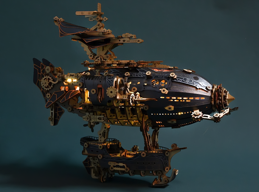 Victorian Fantasy Steampunk Airship 3D Wooden Puzzle – wewowood Victorian Fantasy Steampunk Airship 3D Wooden Puzzle – wewowood