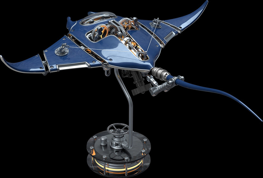 Innovative Mechanical Steampunk Style Manta Ray 3D Metal Model